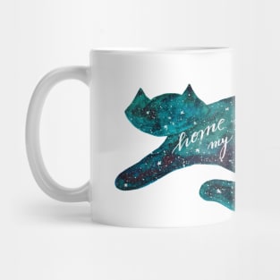 Watercolor galaxy cat - teal Mug